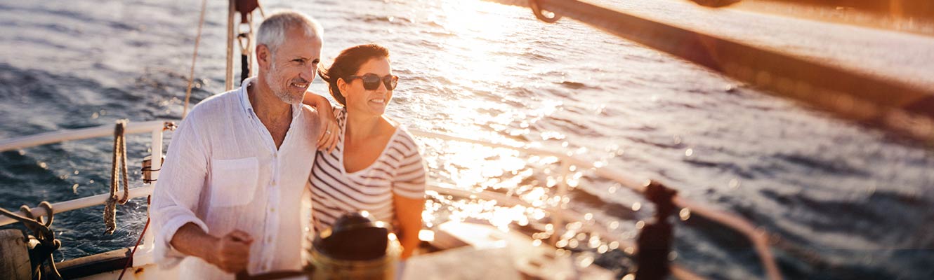 Retired couple on boat